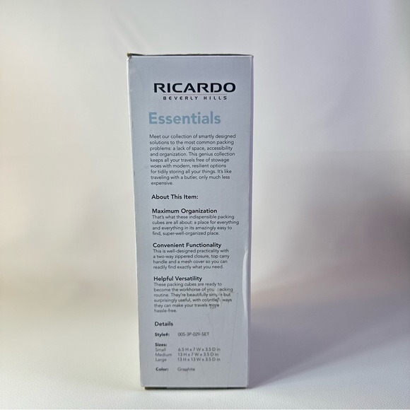 4/$25**New 3 Pack Ricardo Beverly Hills Packing Cubes in black - Picture 4 of 5